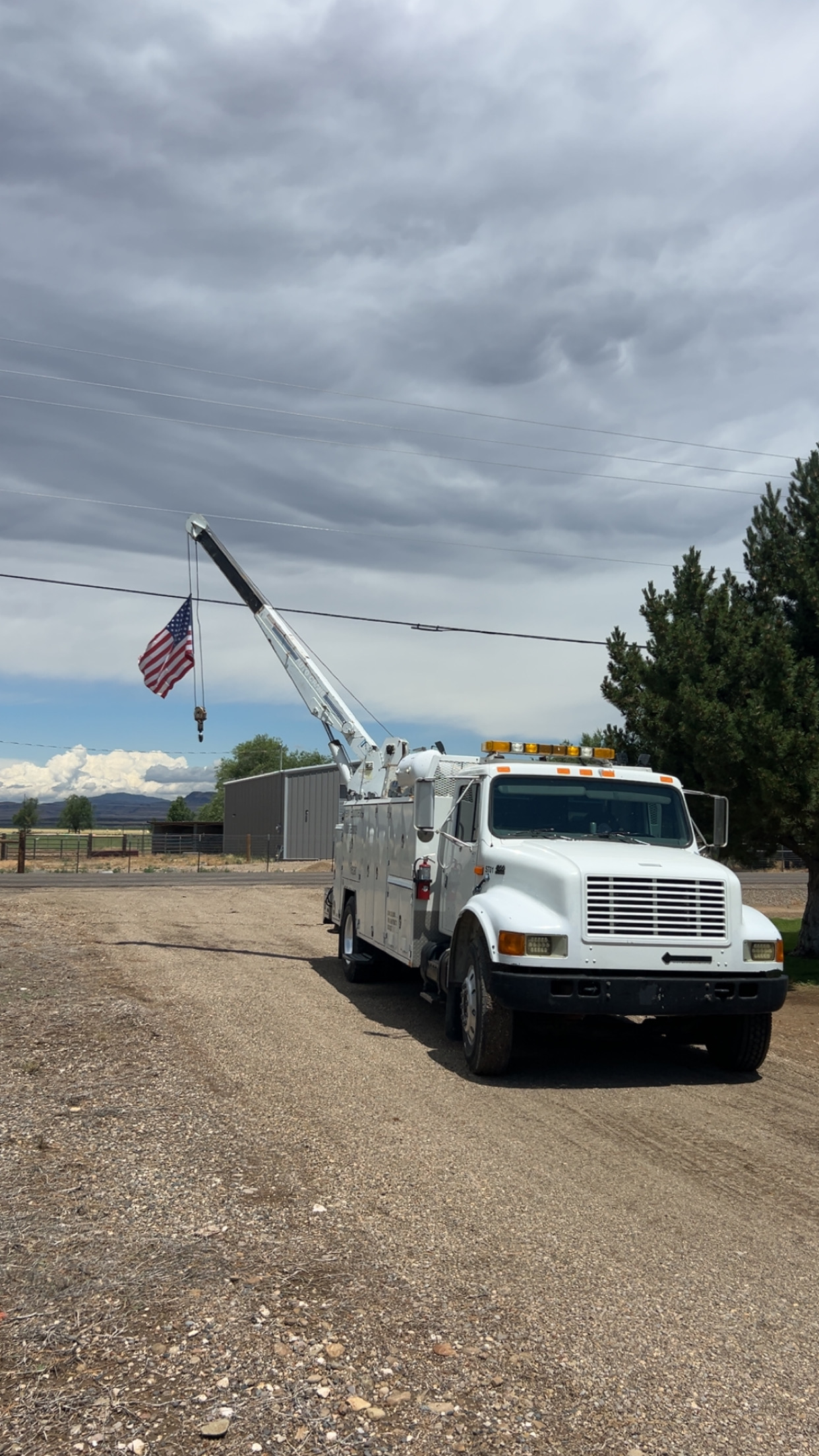 DRS service truck flying the American flag